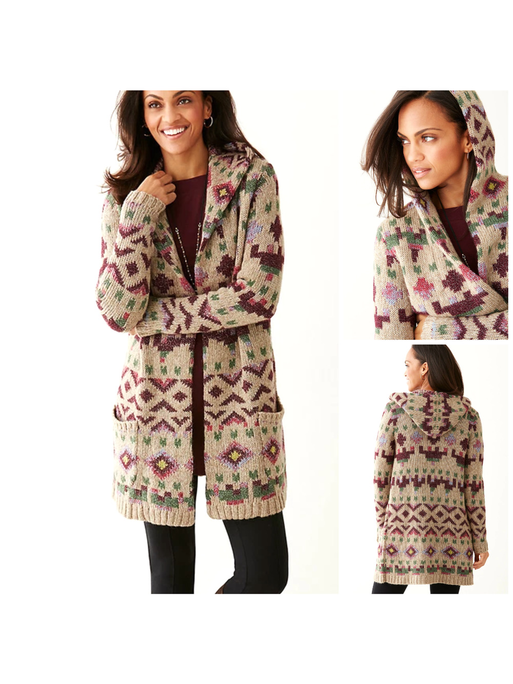 J.Jill Cardigan Sweater XL Lenox Topper Luxurious Cozy Aztec Southwest New $189